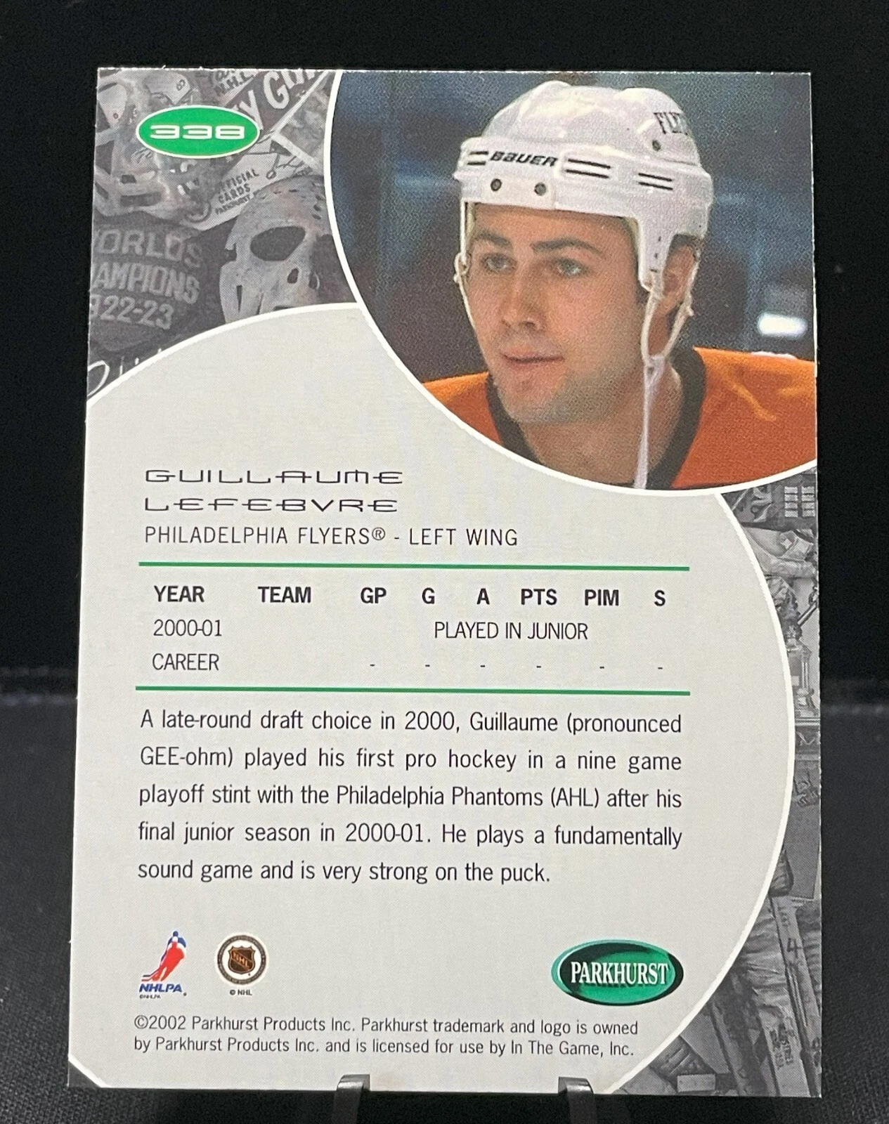 2001-02 Parkhurst Rookie - #338 Guillaume Lefebvre RC - Image 2
