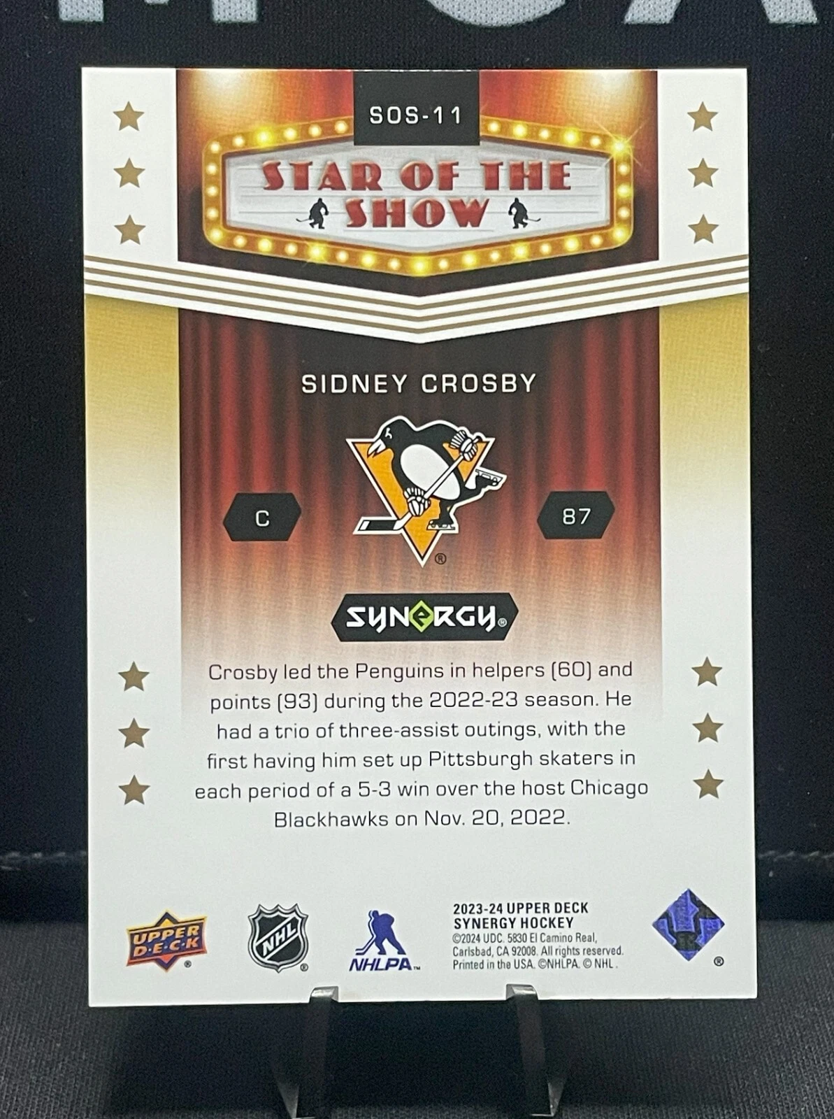 2023-24 Upper Deck Synergy Star Of The Show Sidney Crosby #SOS-11 Pittsburgh - Image 2