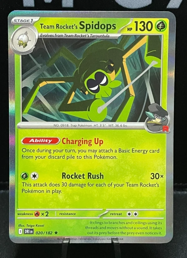Pokémon TCG - 020/182 Team Rocket's Spidops Destined Rivals Rare Holo
